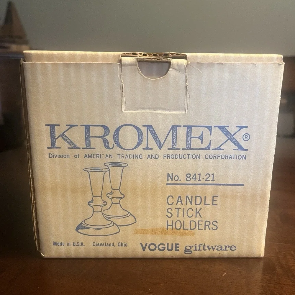 Vintage New Old Stock (NOS) Kromex Candle Stick Holders No. 841-21 - Chrome